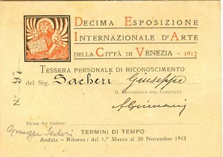 Tessere personali Esposiz. d’arte Venezia 1 – 1912,1914,1920