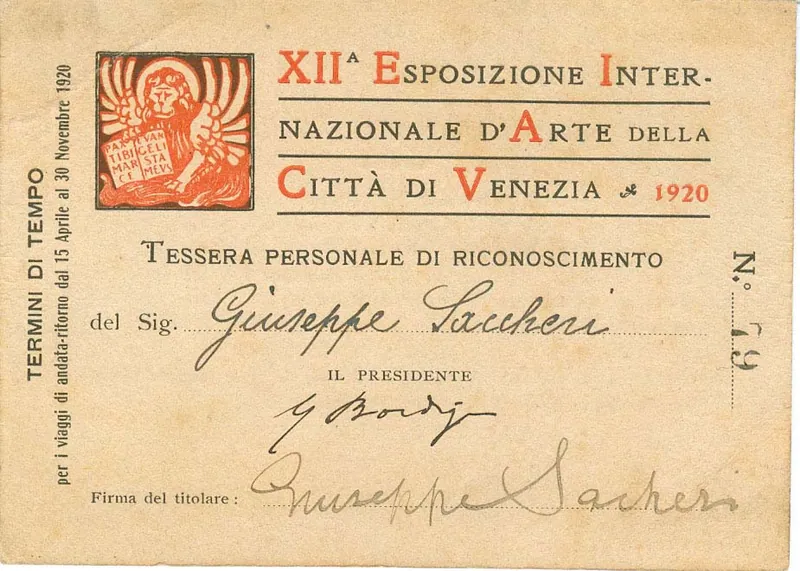 Tessere personali Esposiz. d’arte Venezia 3 – 1912,1914,1920