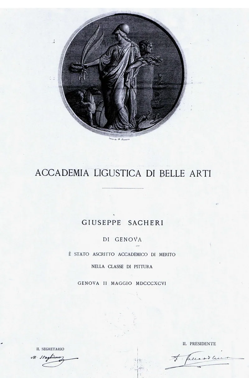Documento d’iscrizione a Accademia Ligustica