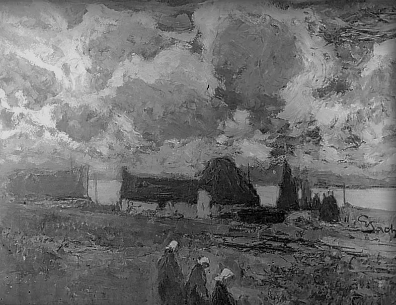 s.t (paesaggio danese con figure) da vetrino