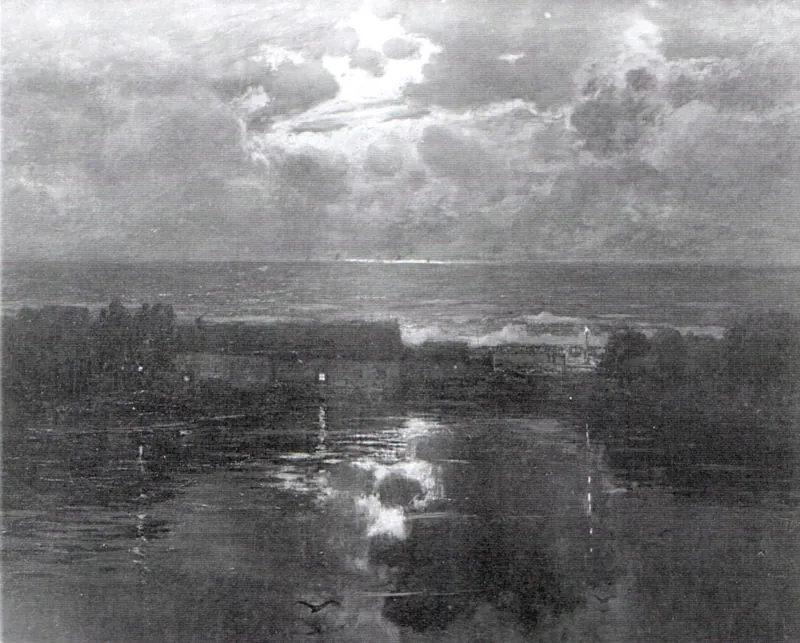 Notte sul mare del Nord, Skioringe – 1908 da stampa Pi